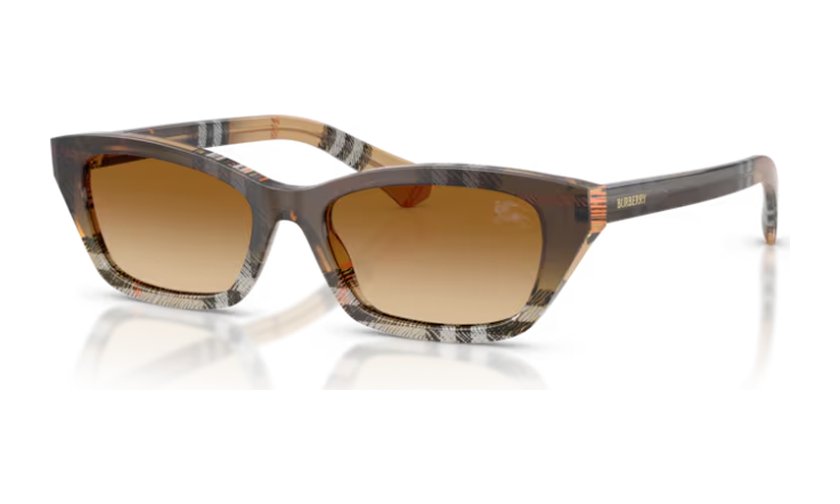 Burberry check pattern cat-eye sunglasses with amber lenses