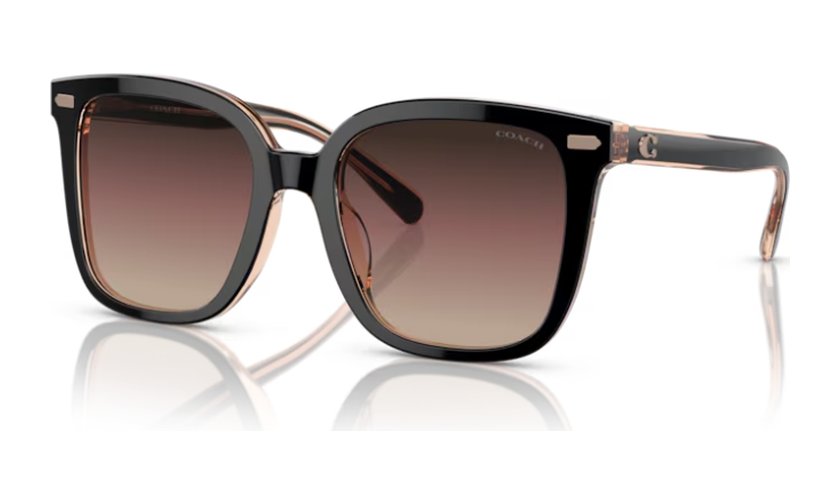 Coach black square sunglasses with brown gradient lenses