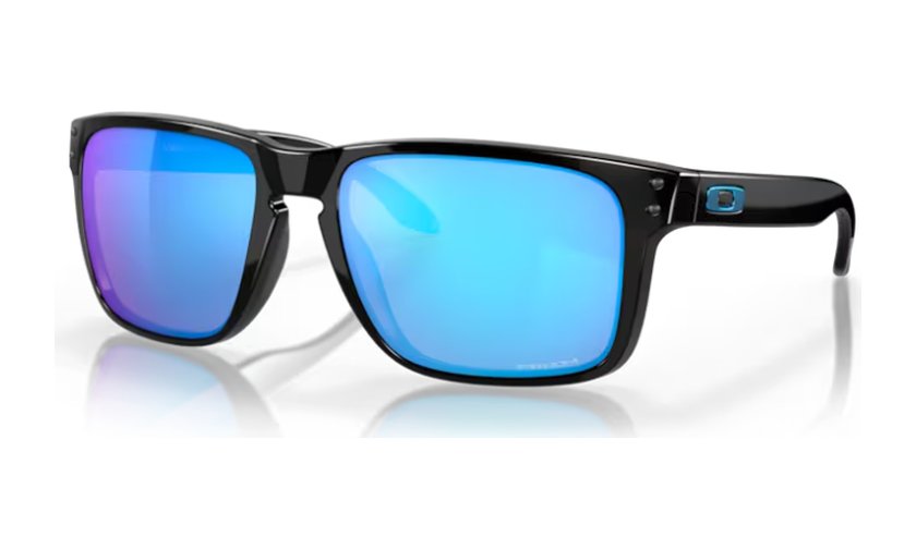 Oakley black sport sunglasses with blue mirror lenses