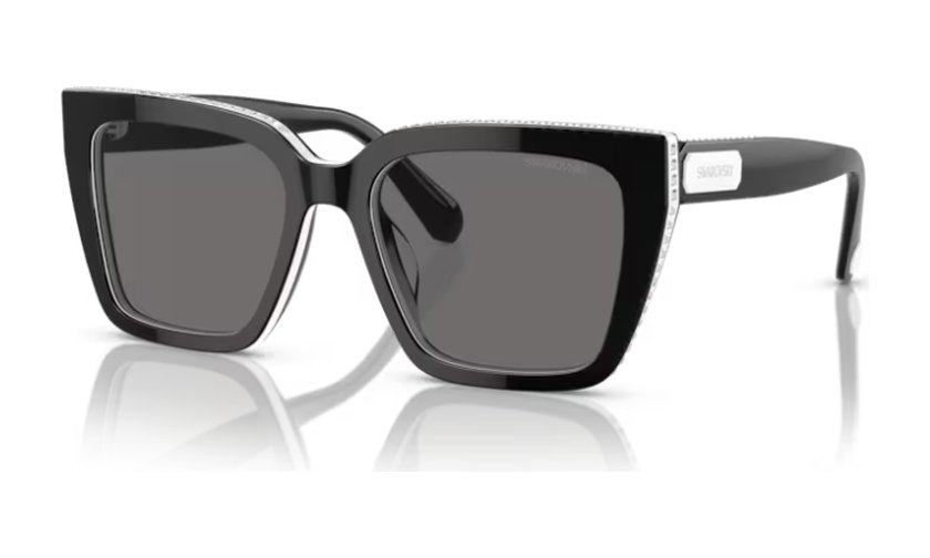 Swarovski black square sunglasses with crystal trim